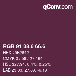 カラーコード: RGB 91 38.6 66.6 | qconv.com
