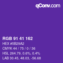 Color code: RGB 91 41 162 | qconv.com