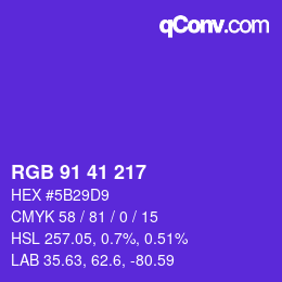 Color code: RGB 91 41 217 | qconv.com