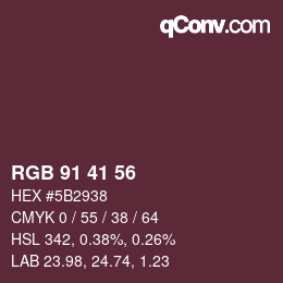 Color code: RGB 91 41 56 | qconv.com