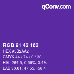 Color code: RGB 91 42 162 | qconv.com