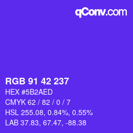 Color code: RGB 91 42 237 | qconv.com