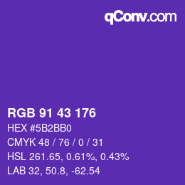 Color code: RGB 91 43 176 | qconv.com