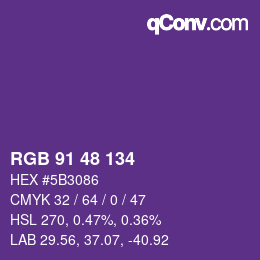 Color code: RGB 91 48 134 | qconv.com