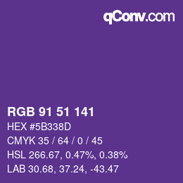 Farbcode: RGB 91 51 141 | qconv.com