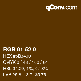 カラーコード: RGB 91 52 0 | qconv.com