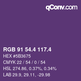 カラーコード: RGB 91 54.4 117.4 | qconv.com