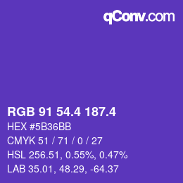 カラーコード: RGB 91 54.4 187.4 | qconv.com