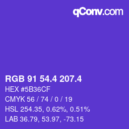 カラーコード: RGB 91 54.4 207.4 | qconv.com