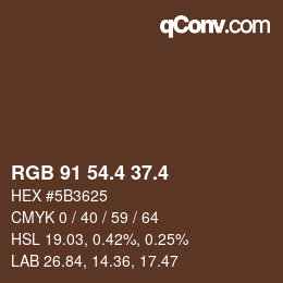 カラーコード: RGB 91 54.4 37.4 | qconv.com