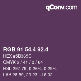 カラーコード: RGB 91 54.4 92.4 | qconv.com