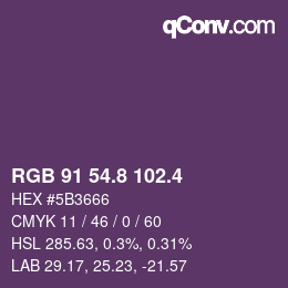 カラーコード: RGB 91 54.8 102.4 | qconv.com
