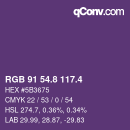 カラーコード: RGB 91 54.8 117.4 | qconv.com