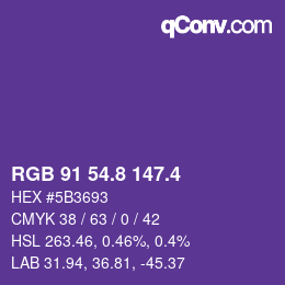 カラーコード: RGB 91 54.8 147.4 | qconv.com
