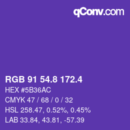 カラーコード: RGB 91 54.8 172.4 | qconv.com
