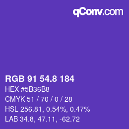 カラーコード: RGB 91 54.8 184 | qconv.com