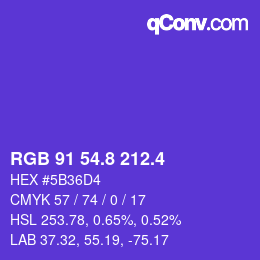 カラーコード: RGB 91 54.8 212.4 | qconv.com