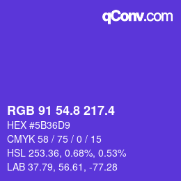 カラーコード: RGB 91 54.8 217.4 | qconv.com
