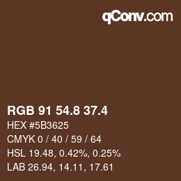 カラーコード: RGB 91 54.8 37.4 | qconv.com