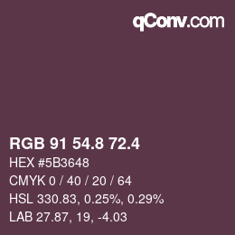 カラーコード: RGB 91 54.8 72.4 | qconv.com