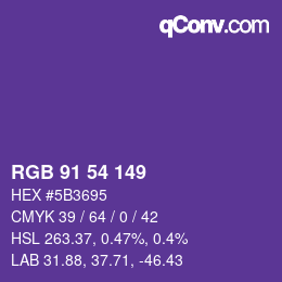 Color code: RGB 91 54 149 | qconv.com