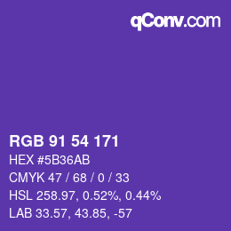 Color code: RGB 91 54 171 | qconv.com