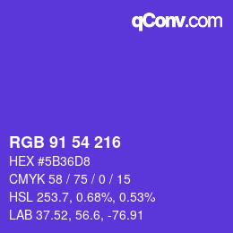 Color code: RGB 91 54 216 | qconv.com