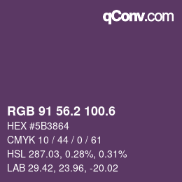 カラーコード: RGB 91 56.2 100.6 | qconv.com