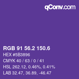 カラーコード: RGB 91 56.2 150.6 | qconv.com