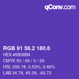 カラーコード: RGB 91 56.2 180.6 | qconv.com