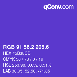 カラーコード: RGB 91 56.2 205.6 | qconv.com