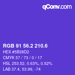 カラーコード: RGB 91 56.2 210.6 | qconv.com