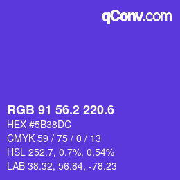 カラーコード: RGB 91 56.2 220.6 | qconv.com