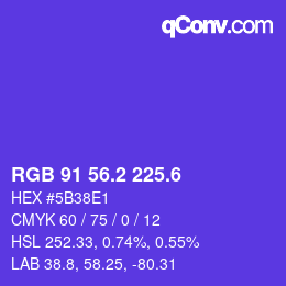 カラーコード: RGB 91 56.2 225.6 | qconv.com