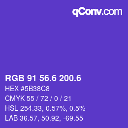 カラーコード: RGB 91 56.6 200.6 | qconv.com