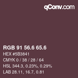カラーコード: RGB 91 56.6 65.6 | qconv.com