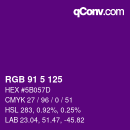 Color code: RGB 91 5 125 | qconv.com
