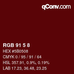 カラーコード: RGB 91 5 8 | qconv.com