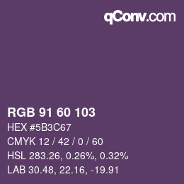 Color code: RGB 91 60 103 | qconv.com