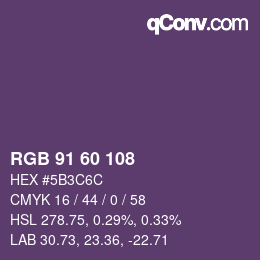 颜色代码: RGB 91 60 108 | qconv.com