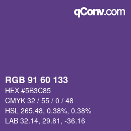 カラーコード: RGB 91 60 133 | qconv.com