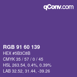 颜色代码: RGB 91 60 139 | qconv.com