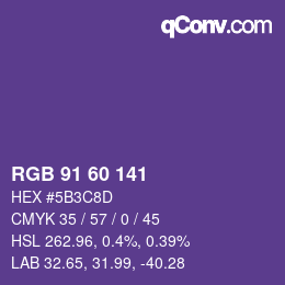 カラーコード: RGB 91 60 141 | qconv.com