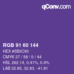 カラーコード: RGB 91 60 144 | qconv.com