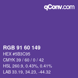 カラーコード: RGB 91 60 149 | qconv.com