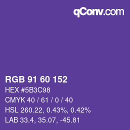 カラーコード: RGB 91 60 152 | qconv.com