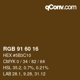 カラーコード: RGB 91 60 16 | qconv.com