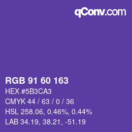 カラーコード: RGB 91 60 163 | qconv.com