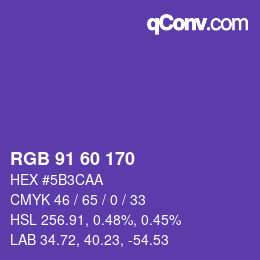颜色代码: RGB 91 60 170 | qconv.com