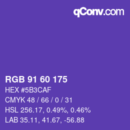 カラーコード: RGB 91 60 175 | qconv.com